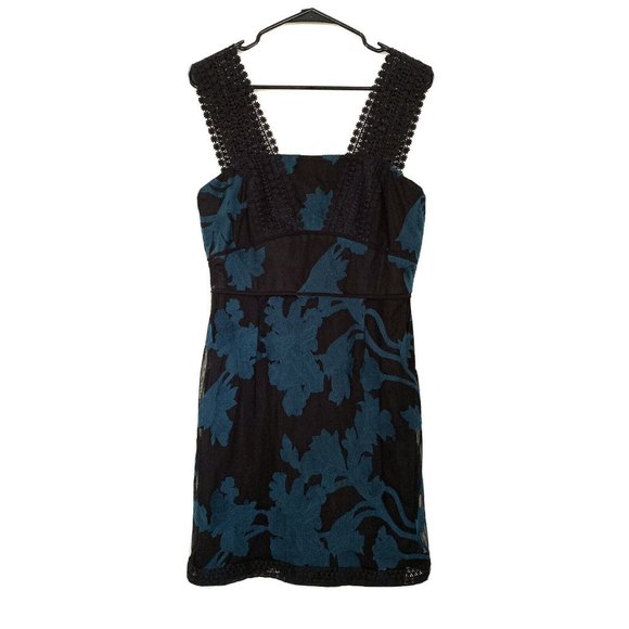 Tahari ASL Dresses & Skirts - Tahari Arthur S. Levine Dress Black Blue Floral Embroidered Mesh